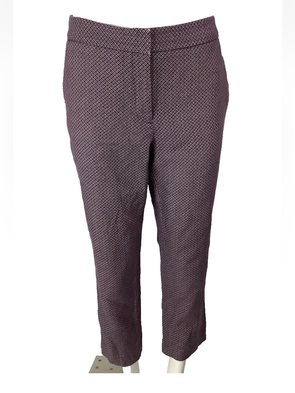 Talbots Sz 14P Print Heritage Straight Leg Business Casual Trousers Red Blue